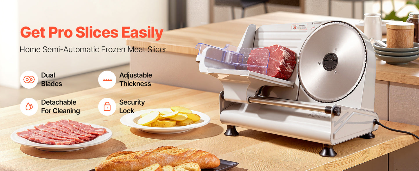 SucceBuy Meat Slicer 150/180/200W Electric Deli Slicer Machine with Blade 0-0.6 inch Adjustable Thickness for Meat Baguett Steak