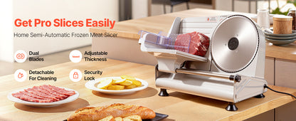 SucceBuy Meat Slicer 150/180/200W Electric Deli Slicer Machine with Blade 0-0.6 inch Adjustable Thickness for Meat Baguett Steak