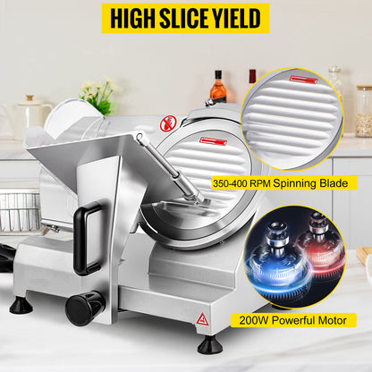 SucceBuy Meat Slicer 200W/240W/320W/340W Electric Deli Food Slicer Adjustable Thickness Commercial and Home Use Cut Meat Cheese