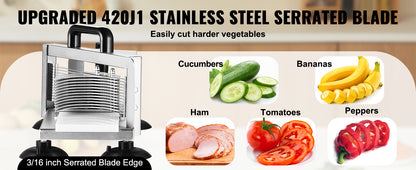 SucceBuy Tomato Slicer 3/16 inch Tomato Cutter Slicer Stainless Steel Heavy Duty Tomato Slicer Machine, Manual Tomato Slicer